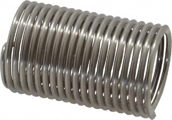 Heli-Coil - 3/8-24 UNF, 0.938" OAL, Free Running Helical Insert - 19-1/8 Free Coils, Tanged, 304 Stainless Steel, Bright Finish, 2-1/2D Insert Length - Exact Industrial Supply