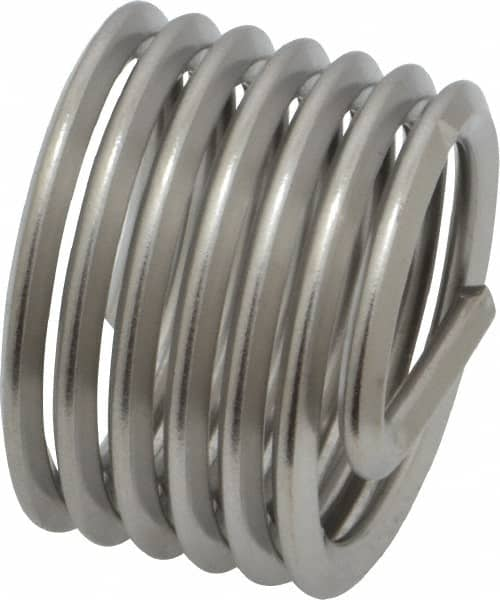 Heli-Coil - 1-8 UNC, 1" OAL, Free Running Helical Insert - 6-3/8 Free Coils, Tanged, 304 Stainless Steel, Bright Finish, 1D Insert Length - Makers Industrial Supply