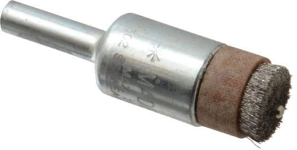 Anderson - 1/2" Brush Diam, Crimped, End Brush - 1/4" Diam Shank, 3/32" Pilot Diam, 20,000 Max RPM - Makers Industrial Supply