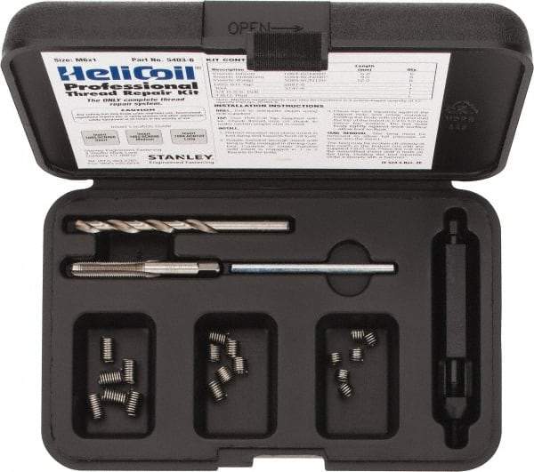 Heli-Coil - 18 Inserts, M6x1.00 Metric Coarse, Thread Repair Kit - 9mm Insert Length - Exact Industrial Supply