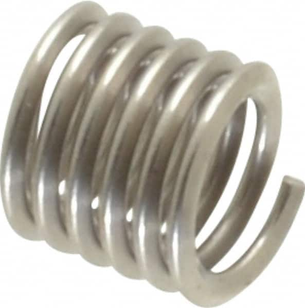 Heli-Coil - #8-32 UNC, 0.246" OAL, Free Running Helical Insert - 6 Free Coils, Tanged, Stainless Steel, Bright Finish, 1-1/2D Insert Length - Exact Industrial Supply