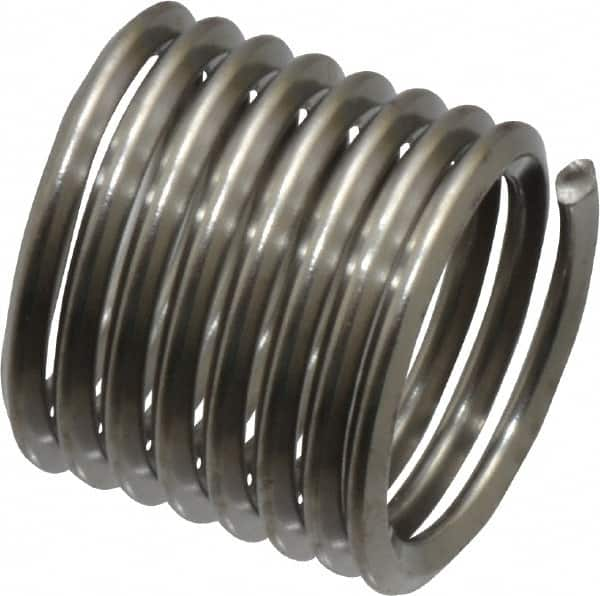 Heli-Coil - 1/4-28 UNF, 3/8" OAL, Free Running Helical Insert - 8-1/4 Free Coils, Tanged, Stainless Steel, Bright Finish, 1-1/2D Insert Length - Makers Industrial Supply