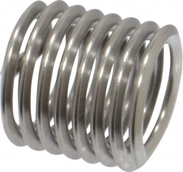 Heli-Coil - M8x1.25 Metric Coarse, 12mm OAL, Free Running Helical Insert - 7-3/8 Free Coils, Tanged, Stainless Steel, Bright Finish, 1-1/2D Insert Length - Makers Industrial Supply