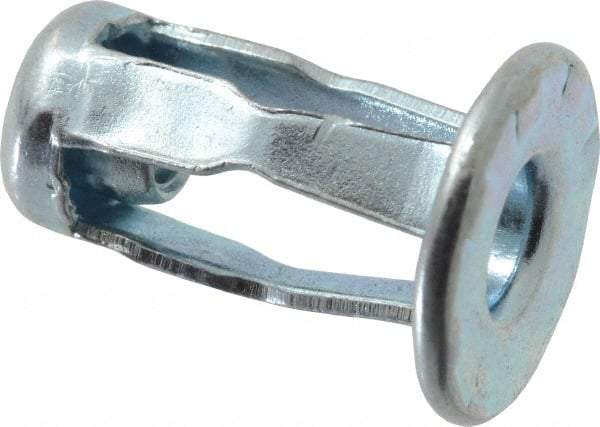 RivetKing - #6-32 UNC Thread, Clear Zinc Plated, Steel, Screwdriver Installed Rivet Nut - 1/64 to 0.06" Grip, 15/32" Flange Diam, 0.663" Long - Makers Industrial Supply