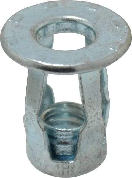 RivetKing - 1/4-20 UNC Thread, Clear Zinc Plated, Steel, Screwdriver Installed Rivet Nut - 1/64 to 0.075" Grip, 5/8" Flange Diam, 0.718" Long - Makers Industrial Supply