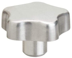 J.W. Winco - 50mm Head Diam, 5 Point Lobed Knob - M10x1.5 Hole, Aluminum - Makers Industrial Supply