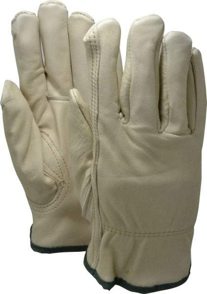 PRO-SAFE - Size M (8) Grain Cowhide Cold Protection Work Gloves - For Work & Driver, Uncoated, Slip-On Cuff, Full Fingered, Natural, Paired - Makers Industrial Supply