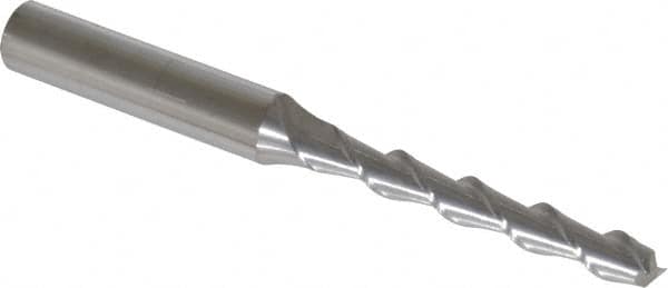 SGS - 1/4", 1-3/4" LOC, 3/8" Shank Diam, 3-9/16" OAL, 2 Flute, Solid Carbide Square End Mill - Single End, Uncoated, Spiral Flute, 45° Helix, Centercutting, Right Hand Cut, Right Hand Flute, Series 44 - Makers Industrial Supply