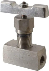 Value Collection - 1/4" Pipe, Inline Hard Seat Needle Valve - FNPT x FNPT Ends, Grade 316 Stainless Steel Valve, 10,000 Max psi - Makers Industrial Supply