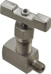 Value Collection - 1/4" Pipe, Inline Hard Seat Needle Valve - MNPT x FNPT Ends, Grade 316 Stainless Steel Valve, 10,000 Max psi - Makers Industrial Supply