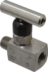 Made in USA - 1/4" Pipe, Inline Miniature Needle Valve - MNPT x FNPT Ends, Grade 316 Stainless Steel Valve, 6,000 Max psi - Makers Industrial Supply