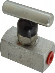 Made in USA - 1/8" Pipe, Inline Miniature Needle Valve - FNPT x FNPT Ends, Alloy Valve, 6,000 Max psi - Makers Industrial Supply