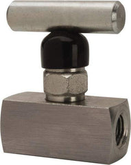 Made in USA - 1/4" Pipe, Inline Miniature Needle Valve - FNPT x FNPT Ends, Alloy Valve, 6,000 Max psi - Makers Industrial Supply