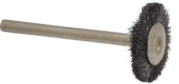 Osborn - 3/4" OD, 1/8" Shank Diam, Crimped Steel Wheel Brush - 0.003" Filament Diam, 25,000 RPM - Makers Industrial Supply