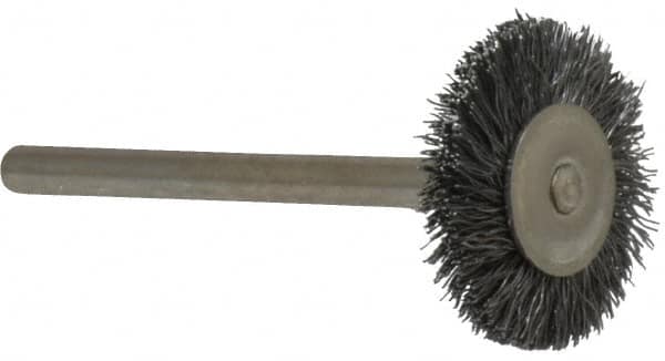 Osborn - 3/4" OD, 1/8" Shank Diam, Crimped Steel Wheel Brush - 0.005" Filament Diam, 25,000 RPM - Makers Industrial Supply