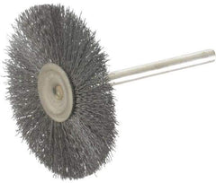 Osborn - 1-1/2" OD, 1/8" Shank Diam, Crimped Steel Wheel Brush - 0.005" Filament Diam, 25,000 RPM - Makers Industrial Supply