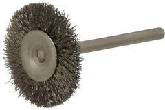 Osborn - 1" OD, 1/8" Shank Diam, Crimped Stainless Steel Wheel Brush - 0.005" Filament Diam, 25,000 RPM - Makers Industrial Supply