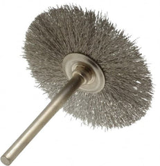 Osborn - 1-1/2" OD, 1/8" Shank Diam, Crimped Stainless Steel Wheel Brush - 0.005" Filament Diam, 25,000 RPM - Makers Industrial Supply