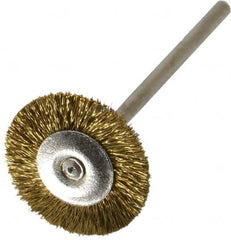 Osborn - 3/4" OD, 3/32" Shank Diam, Crimped Brass Wheel Brush - 0.005" Filament Diam, 25,000 RPM - Makers Industrial Supply