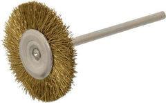 Osborn - 1" OD, 3/32" Shank Diam, Crimped Brass Wheel Brush - 0.005" Filament Diam, 25,000 RPM - Makers Industrial Supply