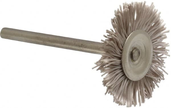 Osborn - 1" OD, 1/8" Shank Diam, Nylon Wheel Brush - 3/32" Face Width, 6,000 RPM - Makers Industrial Supply