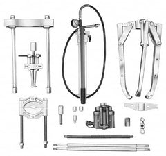 OTC - 18 Piece, 20" Spread, Hydraulic Puller Set - 3 Jaws, 41" OAL, 18-1/2" Reach - Makers Industrial Supply