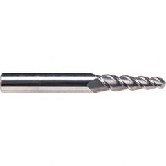 Emuge - 4° Taper Angle per Side, 3.26mm Small End Diam, 20mm LOC, Solid Carbide 3 Flute Tapered Ball End Mill - 62mm OAL, 6mm Shank Diam, Spiral Flute, 45° Helix - Makers Industrial Supply