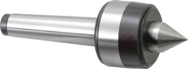 Bison - MT2 Taper Shank, 1.57" Head Diam 460 Lb Capacity Live Center - 5,000 Max RPM, 0.7" Point Diam, 0.87" Point Len, 460 Lb Max Workpc, 4.74" OAL, 0.87" Long Tip, Standard Point - Makers Industrial Supply