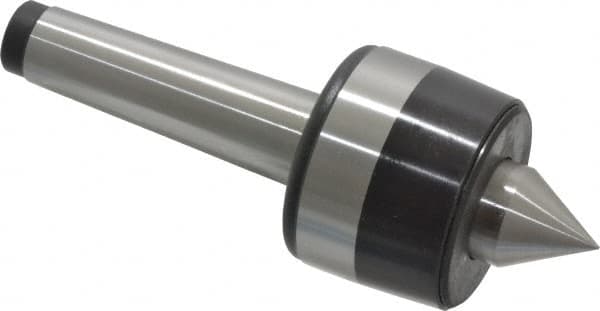 Bison - MT3 Taper Shank, 2.2" Head Diam 925 Lb Capacity Live Center - 4,000 Max RPM, 0.98" Point Diam, 1.12" Point Len, 925 Lb Max Workpc, 6.14" OAL, 1.12" Long Tip, Standard Point - Makers Industrial Supply