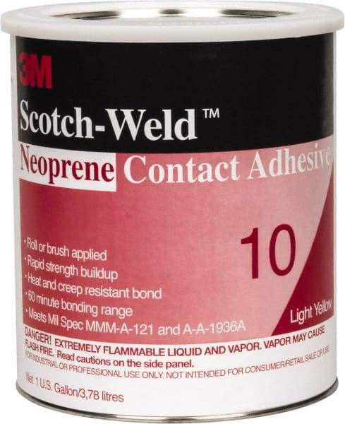 3M - 1 Gal Can Amber Contact Adhesive - Series 10, 30 min Working Time, Bonds to Cardboard, Ceramic, Foam, Glass, Metal, Paper & Wood - Makers Industrial Supply