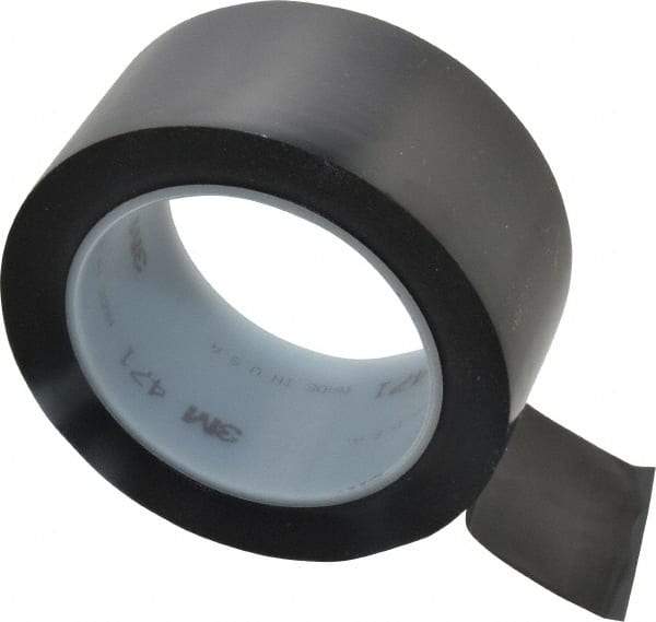 3M - Black Solid Color Vinyl Tape - 2" Wide x 5.2 mil Thick, General Traffic - Makers Industrial Supply