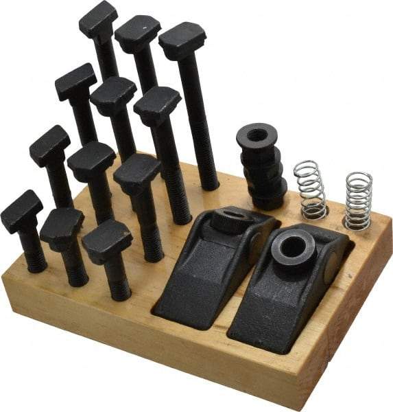 Value Collection - 21 Piece Adjustable Fixturing Clamp Set with 5/8" T-Slot, 1/2-13 Stud Thread - Makers Industrial Supply