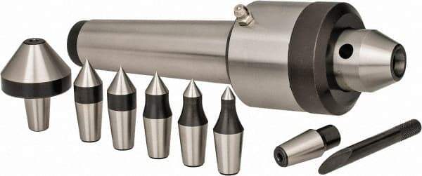 Interstate - 7 Point, 200 Lb Max Workpiece, 7-3/4" OAL, 1-29/32" Head Diam, Tool Steel, Live Center & Point Set - 4MT Taper, Interchangeable - Makers Industrial Supply