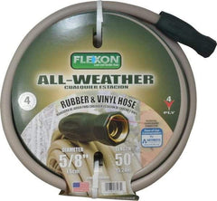 Made in USA - 50' Long All Weather Hose - 5/8" Diam, 3/4" GHT, Rubber/Vinyl, 300 psi, All Season, Green - Makers Industrial Supply