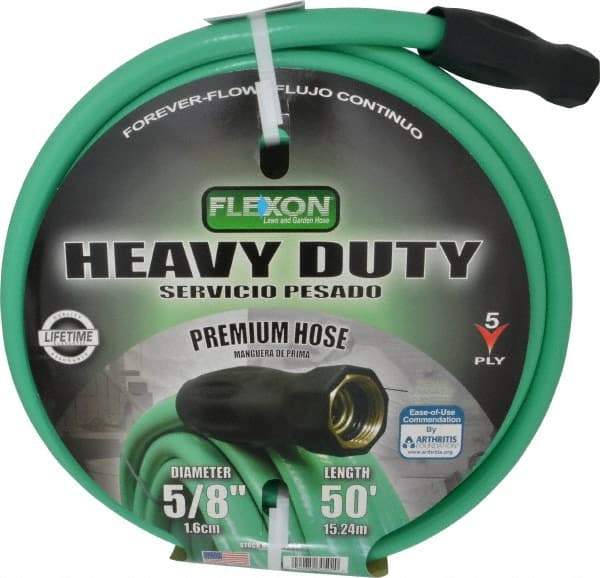 Made in USA - 50' Long Forever Hose - 5/8" Diam, 3/4" GHT, Rubber/Vinyl, 340 psi, All Season, Green - Makers Industrial Supply