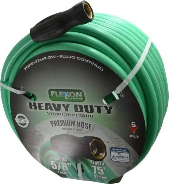 Made in USA - 75' Long Forever Hose - 5/8" Diam, 3/4" GHT, Rubber/Vinyl, 340 psi, All Season, Green - Makers Industrial Supply