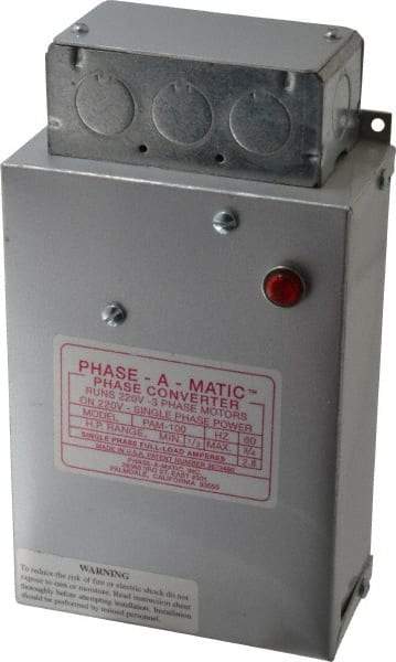 Made in USA - 1/3 to 3/4 hp Static Phase Converter - Makers Industrial Supply