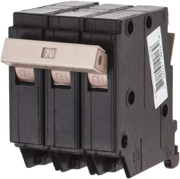 Eaton Cutler-Hammer - 70 Amp, 120/240 VAC, 3 Pole, Plug In Type CH Circuit Breaker - Thermal Magnetic Trip, 10 kA Breaking Capacity, 14-6 AWG - Makers Industrial Supply