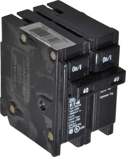 Eaton Cutler-Hammer - 40 Amp, 120/240 VAC, 2 Pole, Plug In Type BR Circuit Breaker - Thermal Magnetic Trip, 10 kA Breaking Capacity, 14-4 AWG - Makers Industrial Supply