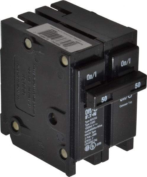 Eaton Cutler-Hammer - 50 Amp, 120/240 VAC, 2 Pole, Plug In Type BR Circuit Breaker - Thermal Magnetic Trip, 10 kA Breaking Capacity, 14-4 AWG - Makers Industrial Supply