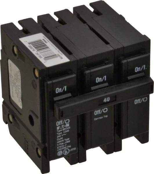 Eaton Cutler-Hammer - 40 Amp, 240 VAC, 3 Pole, Plug In Type BR Circuit Breaker - Magnetic Trip, 10 kA Breaking Capacity, 14-4 AWG - Makers Industrial Supply