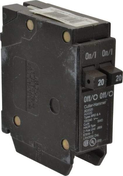 Eaton Cutler-Hammer - 20/20 Amp, 120 VAC, 2 Pole, Plug In Type BD Duplex Circuit Breaker - Thermal Magnetic Trip, 14-4 AWG - Makers Industrial Supply