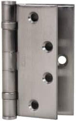 Stanley - 4-1/2" Long Steel Commercial Hinge - Satin Chrome Finish, 5 Knuckles, 8 Holes - Makers Industrial Supply