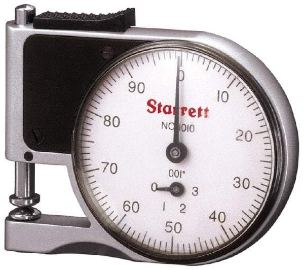 Starrett - 0 to 3/8 Inch Measurement, 0.001 Inch Graduation, 1/2 Inch Throat Depth, Dial Thickness Gage - 1-5/8 Inch Dial Diameter - Makers Industrial Supply