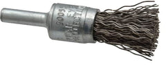 Osborn - 1/2" Brush Diam, Crimped, End Brush - 1/4" Diam Shank, 25,000 Max RPM - Makers Industrial Supply