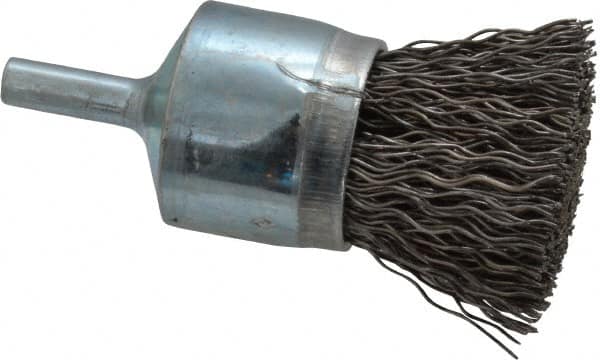 Osborn - 1" Brush Diam, Crimped, End Brush - 1/4" Diam Shank, 20,000 Max RPM - Makers Industrial Supply