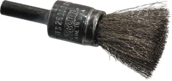 Osborn - 1/2" Brush Diam, Crimped, End Brush - 1/4" Diam Shank, 25,000 Max RPM - Makers Industrial Supply