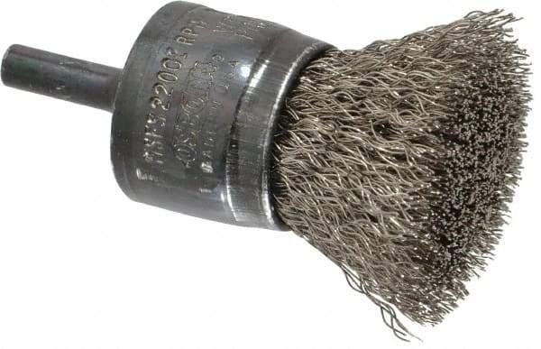 Osborn - 1" Brush Diam, Crimped, End Brush - 1/4" Diam Shank, 20,000 Max RPM - Makers Industrial Supply