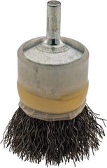 Osborn - 1" Brush Diam, Crimped, End Brush - 1/4" Diam Shank, 20,000 Max RPM - Makers Industrial Supply