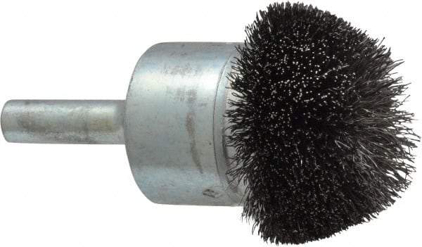 Osborn - 1-1/4" Brush Diam, Crimped, End Brush - 1/4" Diam Shank, 15,000 Max RPM - Makers Industrial Supply